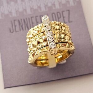 Jennifer Lopez JLO Connected Textured multi band stacking ring Size 7 NWT